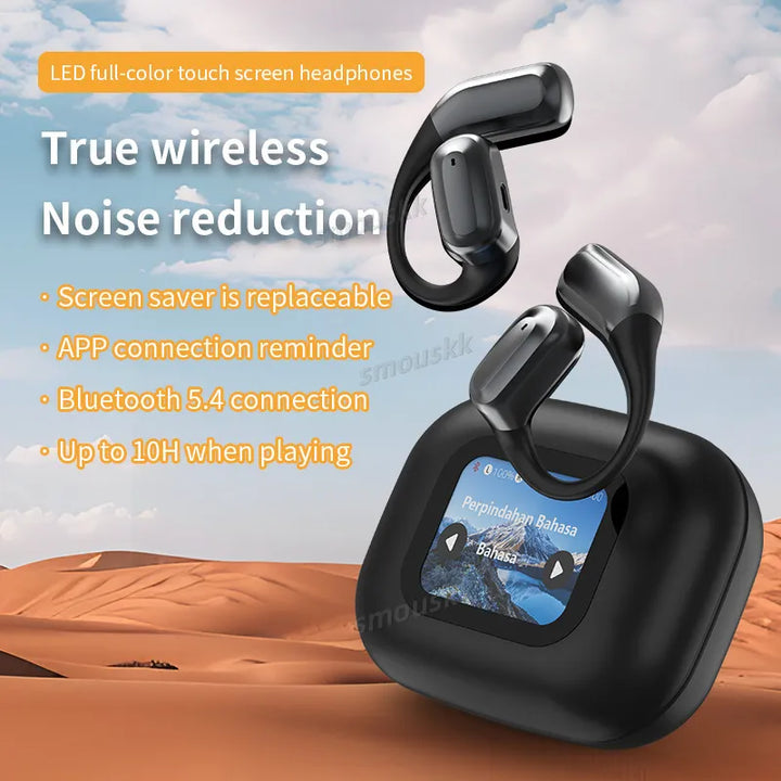 A16 Color Screen Wireless Bluetooth Translation Headphones – Multi-Language Simultaneous Interpretation Earbuds